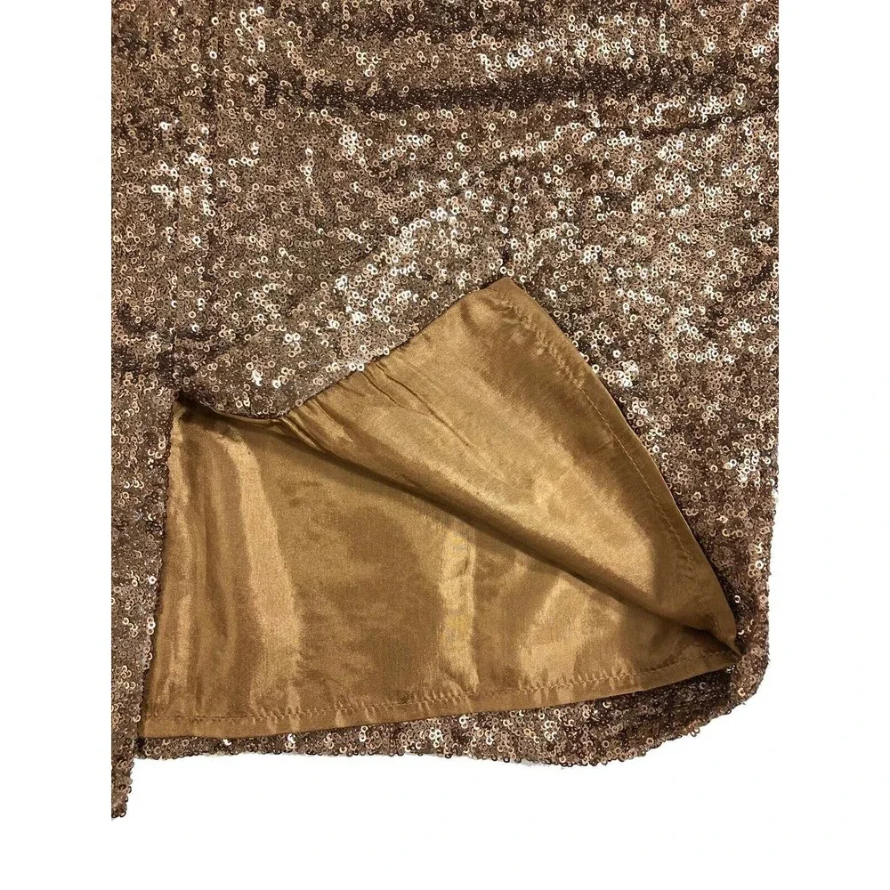 Gold Sequin Elegant Mini Skirt Short and Fully Lined Womens Size 8 US/38 EU
